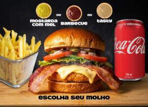 Combo Chicken Burger Salad Bacon + Acomp + Bebida