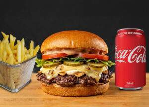 Combo Smash Burger Garlic + Acomp + Bebida